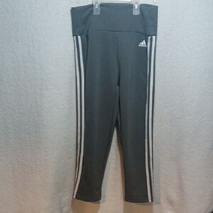 adidas Charcoal Gray Leggings with White Side Stripes